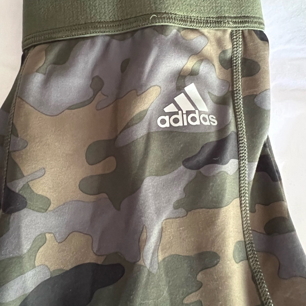 Adidas Women’s Camouflage Shorts - Green and Gray